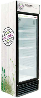 Glastürkühlschrank mit Werbung