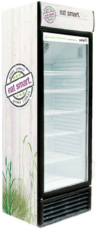 Glastürkühlschrank mit Werbung