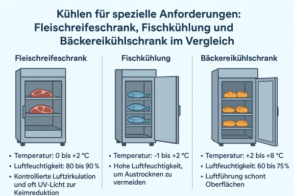 Fleischreifeschrank, Fischkühlung und Bäckereikühlschrank im Vergleich - Fleischreifeschrank, Fischkühlung und Bäckereikühlschrank im Vergleich