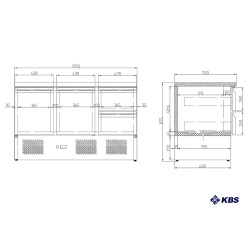 Kühltisch mit 2 Türen & 2 Schubladen KTM 302