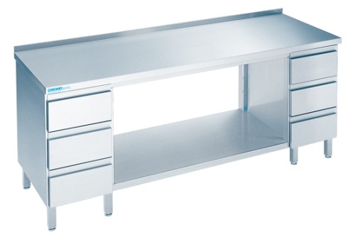 Arbeitstisch mit Schubladenblöcken und Aufkantung Breite 1600 x Tiefe 600 mm