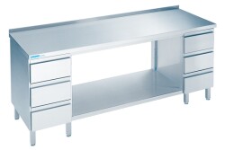 Arbeitstisch mit Schubladenblöcken und Aufkantung...