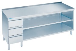 Arbeitsschrank mit Schubladenblock und Aufkantung Breite...