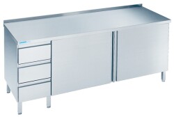 Arbeitsschrank mit Schubladenblock - Aufkantung und...