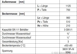 Bain Marie Serie Elegance E-BM GN 4/1 Einbauwanne TROP In