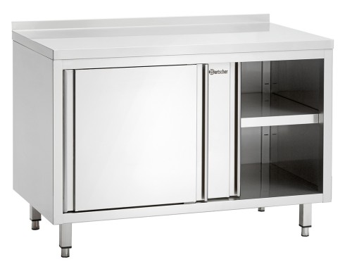 Arbeitsschrank mit Aufkantung und Schiebetüren Breite 1200 mm