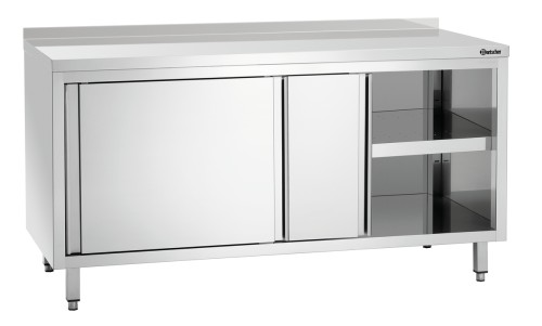 Arbeitsschrank mit Aufkantung und Schiebetüren Breite 1600 mm
