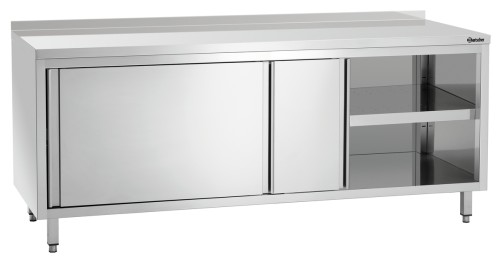 Arbeitsschrank mit Aufkantung und Schiebetüren Breite 2000 mm