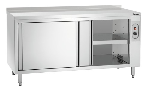 Wärmeschrank mit Schiebetüren und Aufkantung B1600 x T700 mm