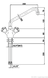 Knebel-Mischbatterie mit Schwenkhahn 1/2 Zoll...
