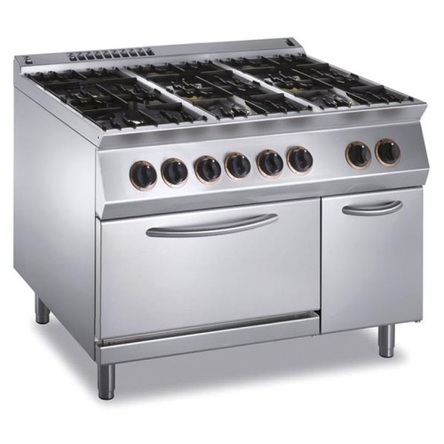 Gasherd 6 Brenner mit Elektro Ofen