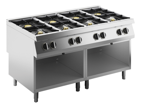 Gasherd 8 Brenner 54 kW offener Unterbau