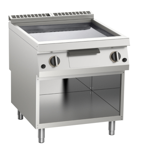 Gas-Grillplatte glatt 21kW 2 Heizzonen offener Unterbau