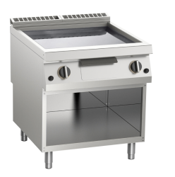 Gas-Grillplatte glatt 21kW 2 Heizzonen offener Unterbau