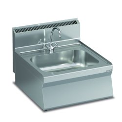 Edelstahl Spülbecken mit Mischbatterie und Aufkantung