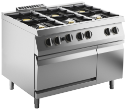 Gasherd 6 Brenner mit Gas-Ofen