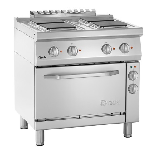 Elektroherd 4 eckige Platten mit Elektrobackofen 1/1 GN