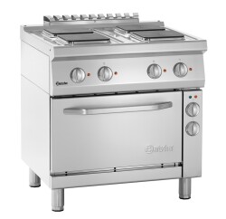 Elektroherd 4 eckige Platten mit Elektrobackofen 1/1 GN
