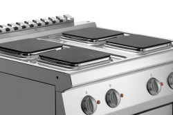 Elektroherd 4 eckige Platten mit Elektrobackofen 1/1 GN