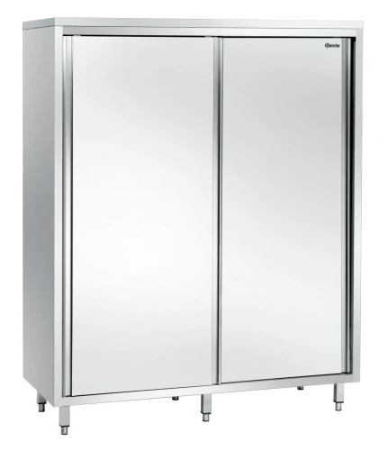 Edelstahl Hochschrank mit Schiebetüren B 1200 x T 600 mm