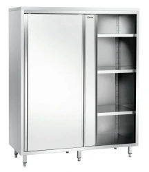Edelstahl Hochschrank mit Schiebetüren B 1200 x T 600 mm