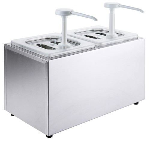 Edelstahl Saucendispenser mit Pumpe - 2 Behälter