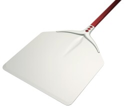 Pizzaschaufel rechteckig mit rotem abgeflachtem Stiel