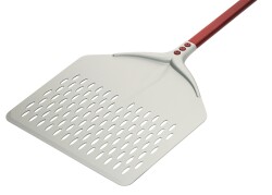 Pizzaschaufel rechteckig gelocht mit rotem abgeflachtem...