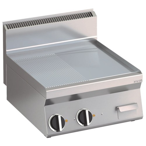 Elektro Grillplatte glatte verchromte Heizfläche 596x555mm 2 Heizzonen