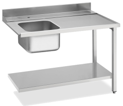 Zulauftisch Becken links Breite 1200 mm Grundboden und...