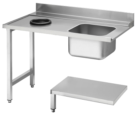 Zulauftisch Becken rechts mit Abfallloch B1200 mm und Grundboden