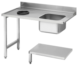 Zulauftisch Becken rechts mit Abfallloch B1200 mm und...