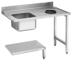 Zulauftisch Becken links mit Abfallloch B1200 mm und...