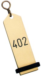 Hotelschlüsselanhänger goldfarben mit Gravur