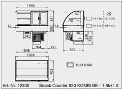 WiHA Kombivitrine Snack Counter 520 Kombi BE 1.5k+1.5 rund