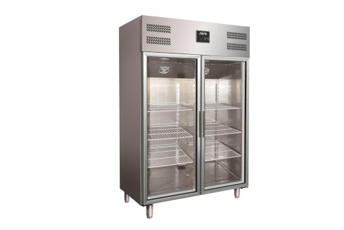 Edelstahl Kühlschrank mit Glastüren 2/1 GN Modell GN 1200 TNG