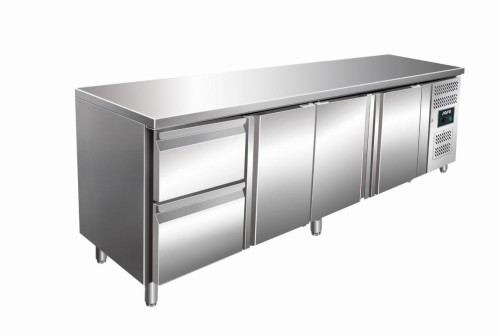 Edelstahl Kühltisch 3 Türen & 2 Schubladen KYLJA 4110 TN