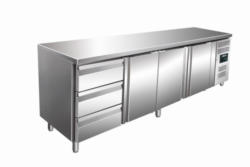 Edelstahl Kühltisch 3 Türen & 3 Schubladen KYLJA 4130 TN