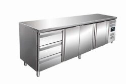 Edelstahl Kühltisch 3 Türen & 3 Schubladen...