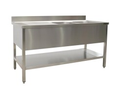Edelstahl Spültisch mit 2 Becken links T 600 mm B...