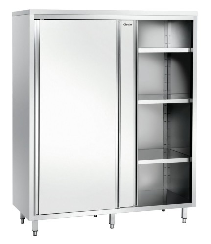 Edelstahl Hochschrank mit Schiebetüren B 1400 x T 600 mm