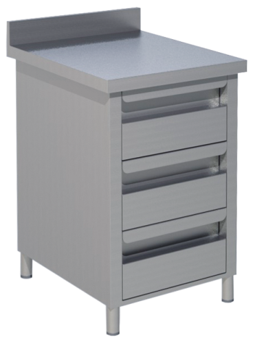Schubladenschrank mit 3 Schubladen & Aufkantung B500 x T700 mm