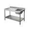 Chef-Tisch mit Aufkantung B1600 x T700 mm - Becken links