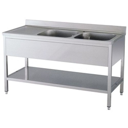 Spültisch 2 Becken rechts mit Aufkantung B 140cm T 70cm