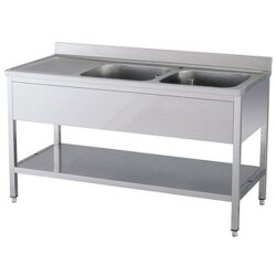 Spültisch 2 Becken rechts mit Aufkantung B 140cm T 70cm