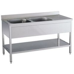 Spültisch 2 Becken links mit Aufkantung B 180cm T 70cm