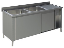 Spültisch mit Schiebetüren B 140cm T 70cm 2...