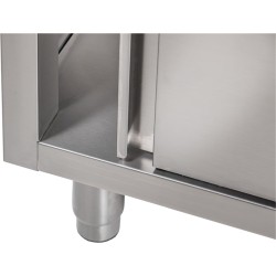 Spültisch mit Schiebetüren B 140cm T 70cm 2 Becken links