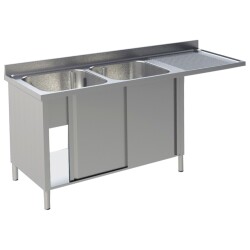 Spülcenter 2 Becken links Breite 160cm mit Unterschrank