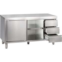 Arbeitsschrank mit Schiebetüren & Schubladenblock B1800 x T700 mm